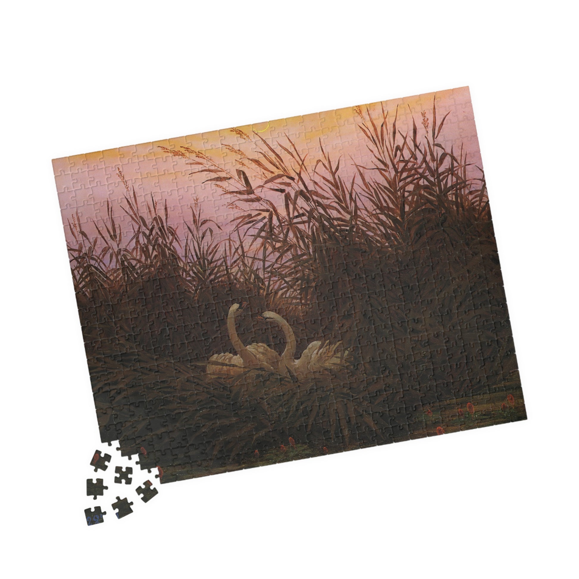 Schwane im Schilf beim ersten Morgenrot Puzzle | Caspar David Friedrich - - 252 pcs (Horizontal) - 