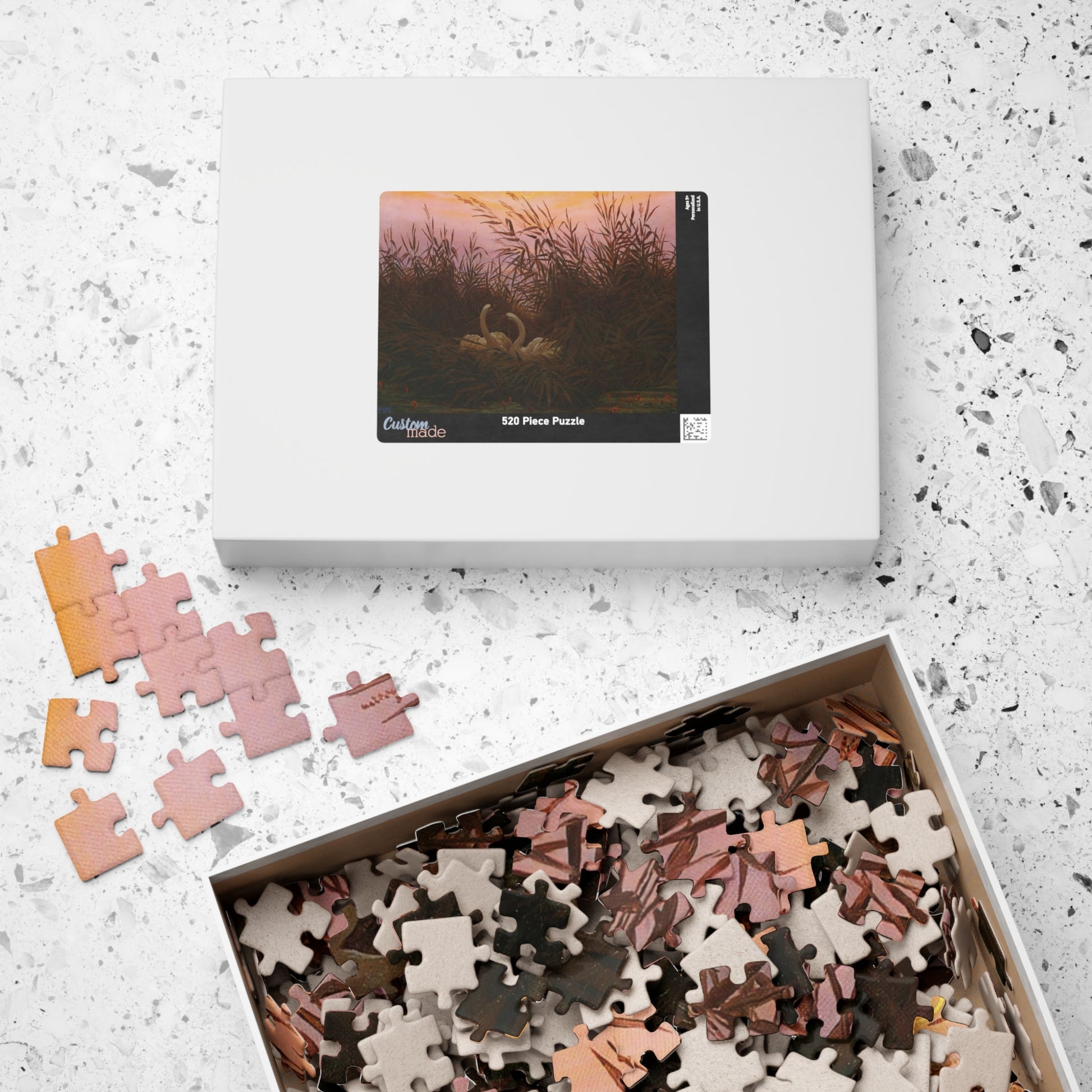 Schwane im Schilf beim ersten Morgenrot Puzzle | Caspar David Friedrich - - 252 pcs (Horizontal) - 