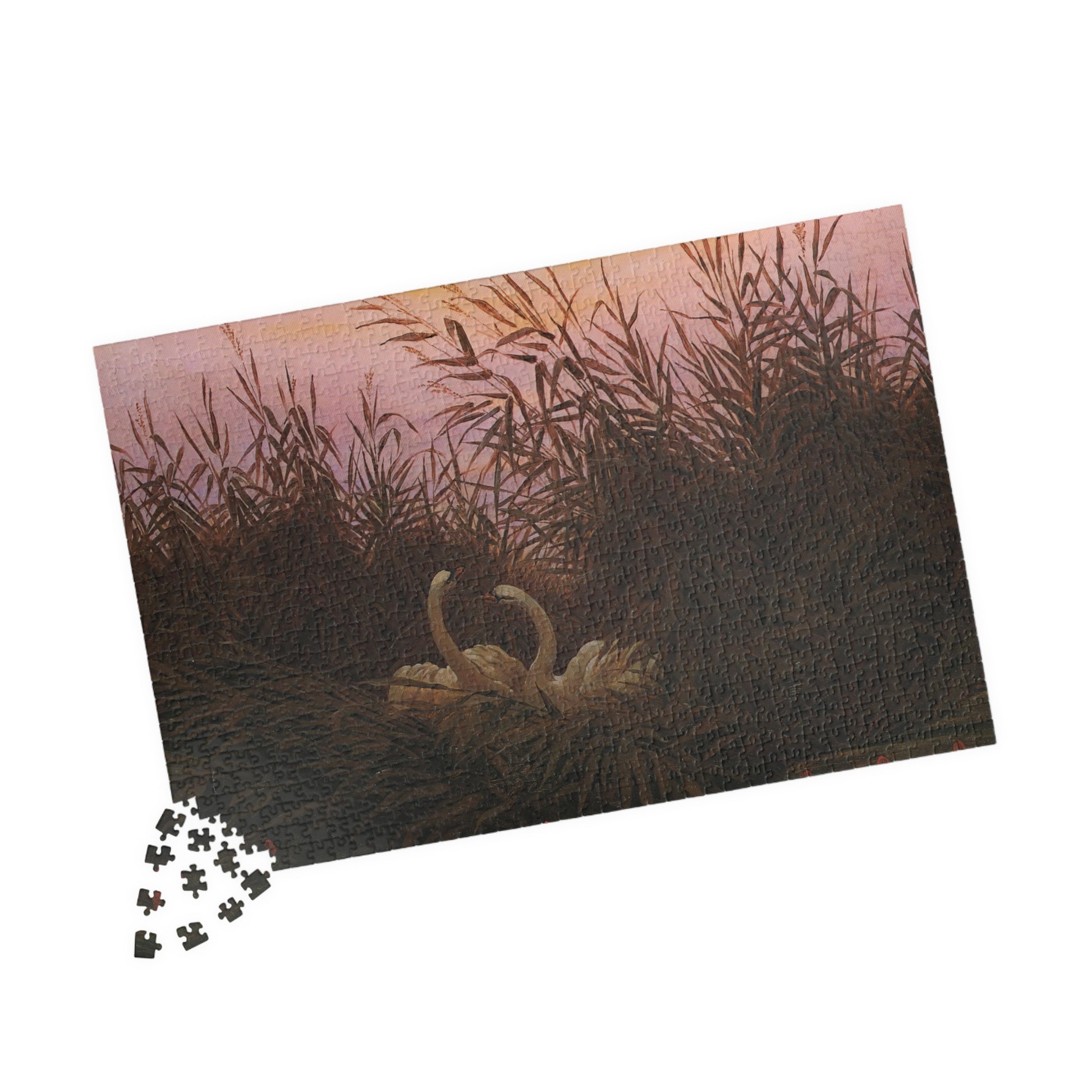Schwane im Schilf beim ersten Morgenrot Puzzle | Caspar David Friedrich - - 252 pcs (Horizontal) - 