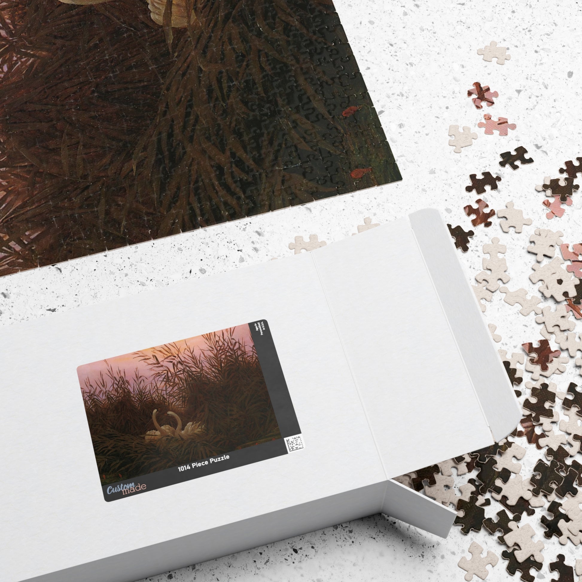 Schwane im Schilf beim ersten Morgenrot Puzzle | Caspar David Friedrich - - 252 pcs (Horizontal) - 