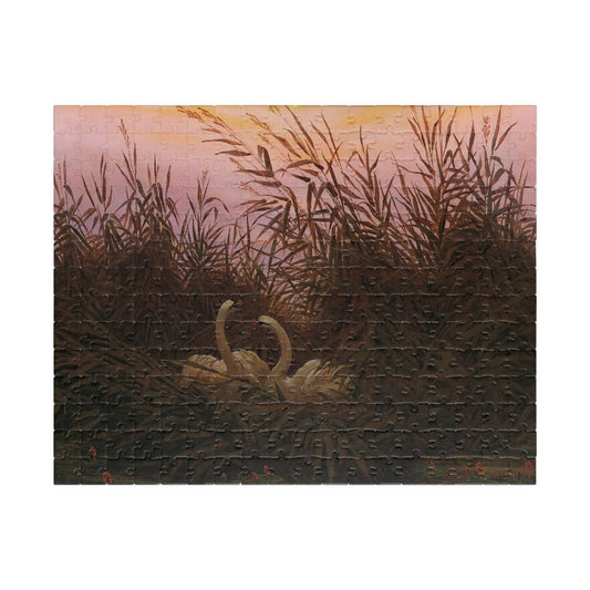 Schwane im Schilf beim ersten Morgenrot Puzzle | Caspar David Friedrich - - 252 pcs (Horizontal) - 