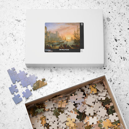 Seaport at Sunset Puzzle | Claude Lorrain - - 252 pcs (Horizontal) - 