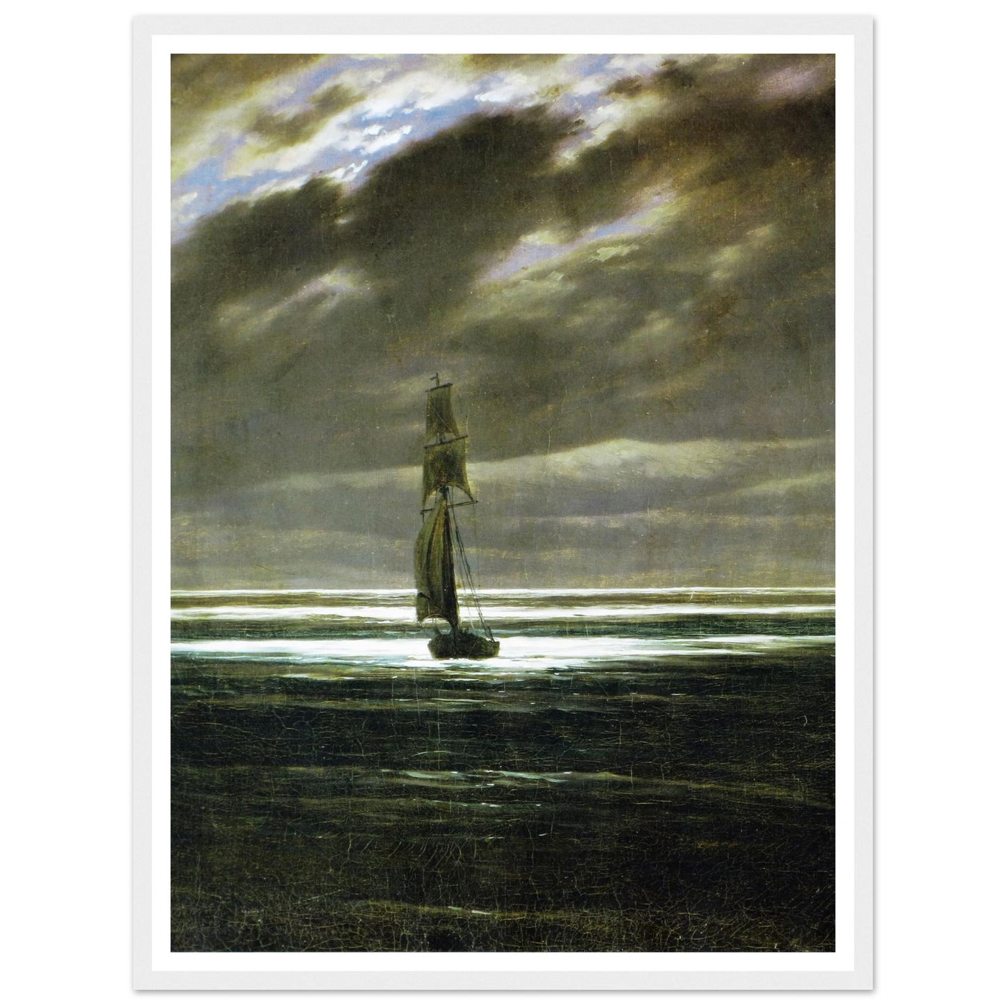 Seaside by Moonlight Art Print | Caspar David Friedrich - Framed Poster - 30x40 cm / 12x16″ - Black frame