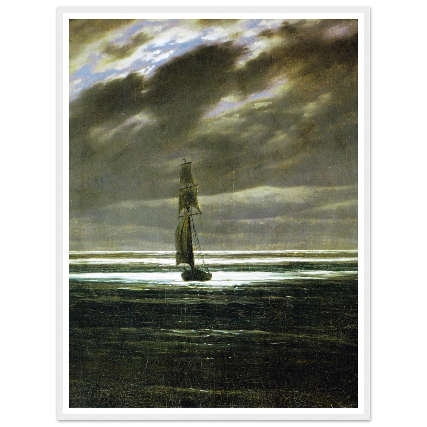 Seaside by Moonlight Art Print | Caspar David Friedrich - Framed Poster - 30x40 cm / 12x16″ - Black frame