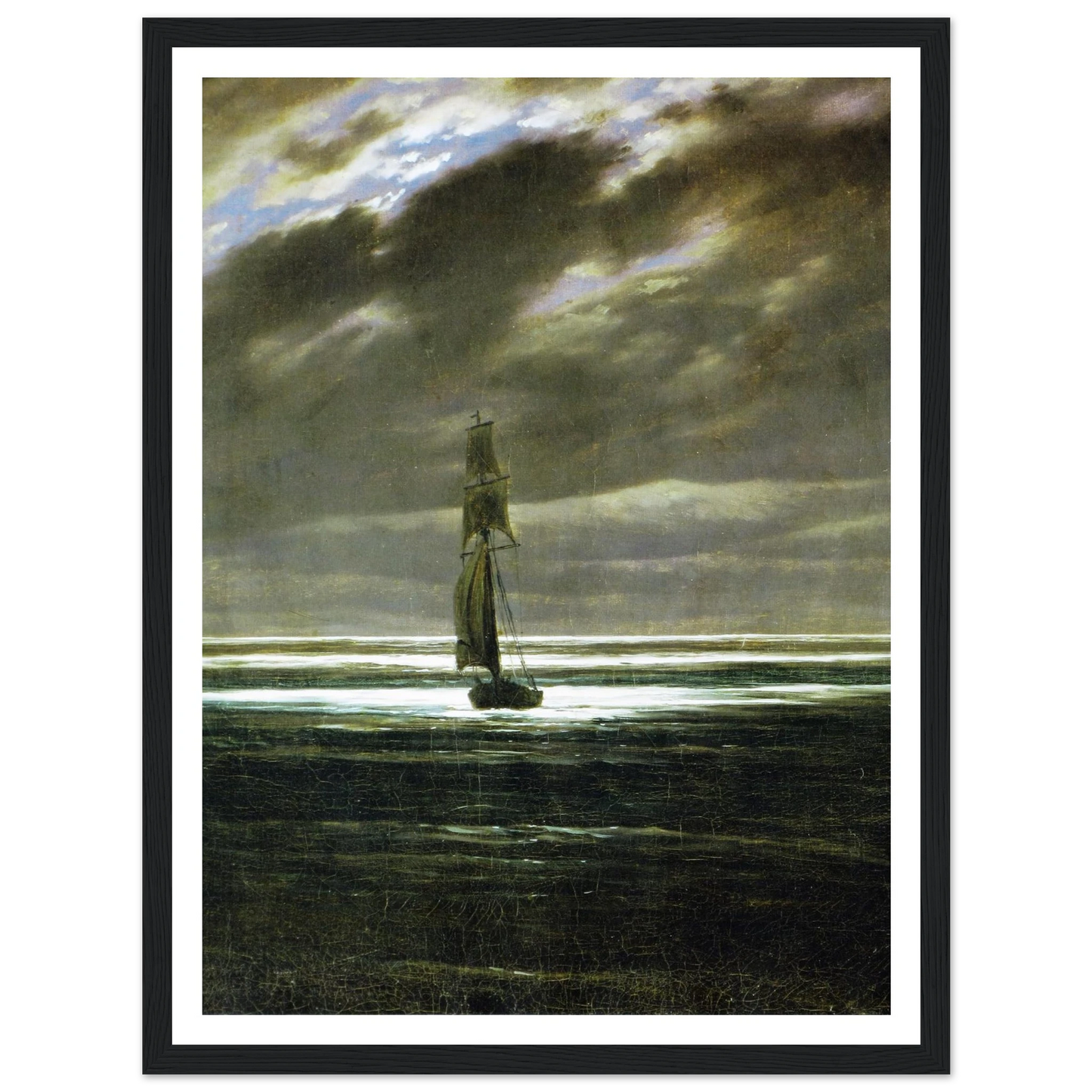 Seaside by Moonlight Art Print | Caspar David Friedrich - Framed Poster - 30x40 cm / 12x16″ - Black frame