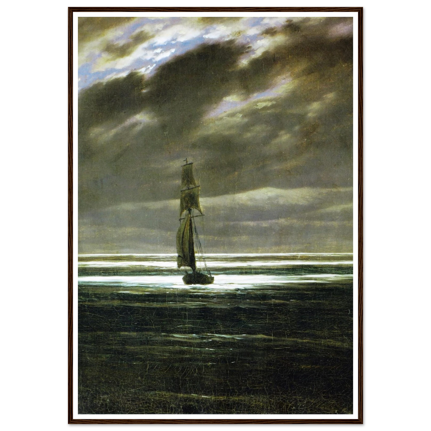 Seaside by Moonlight Art Print | Caspar David Friedrich - Framed Poster - 30x40 cm / 12x16″ - Black frame