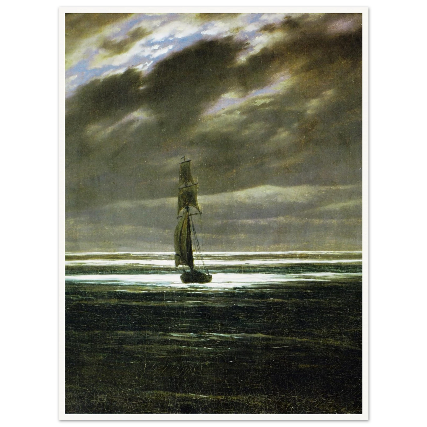 Seaside by Moonlight Art Print | Caspar David Friedrich - Framed Poster - 30x40 cm / 12x16″ - Black frame