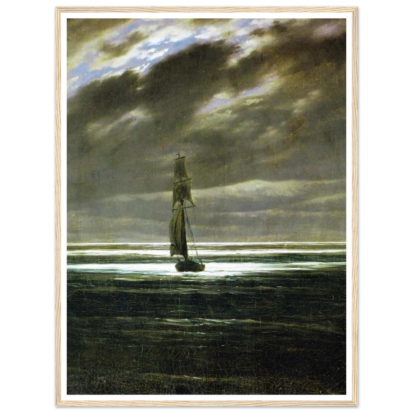 Seaside by Moonlight Art Print | Caspar David Friedrich - Framed Poster - 30x40 cm / 12x16″ - Black frame