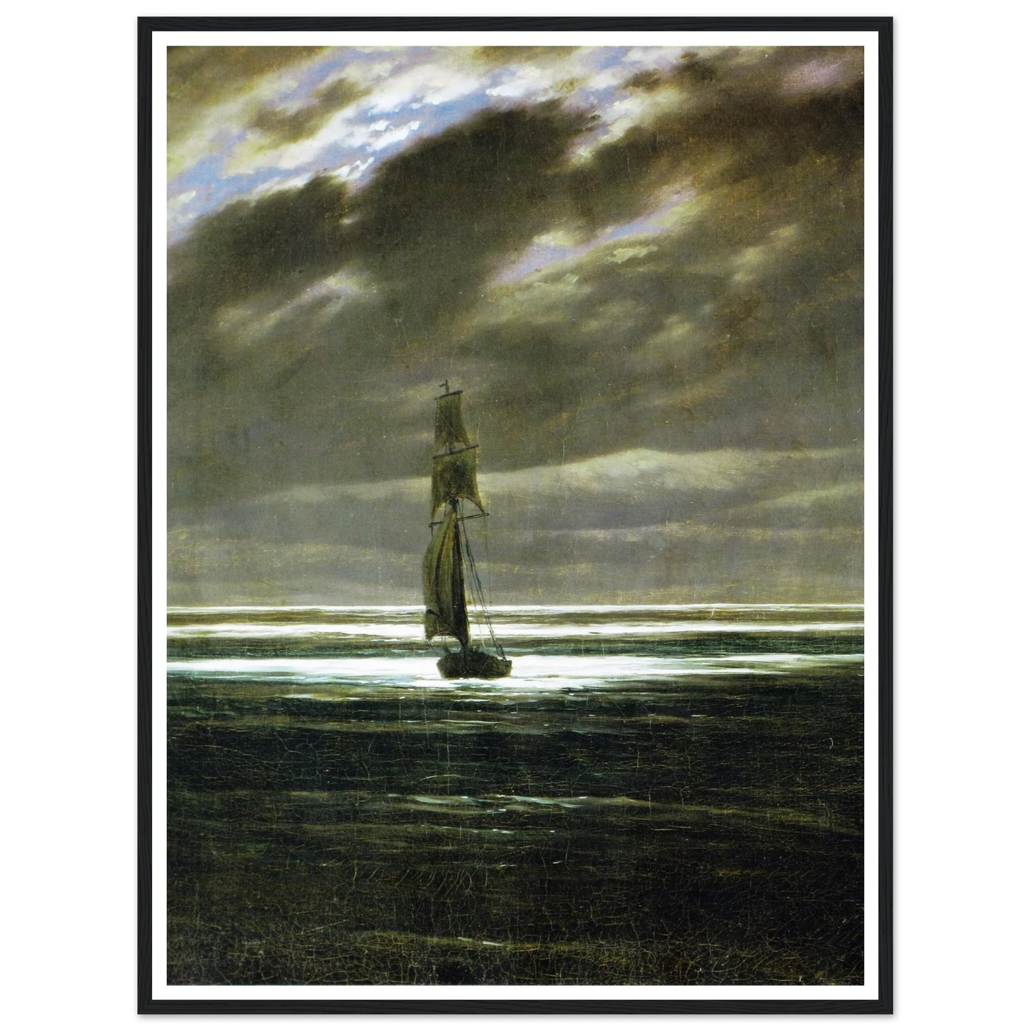 Seaside by Moonlight Art Print | Caspar David Friedrich - Framed Poster - 30x40 cm / 12x16″ - Black frame