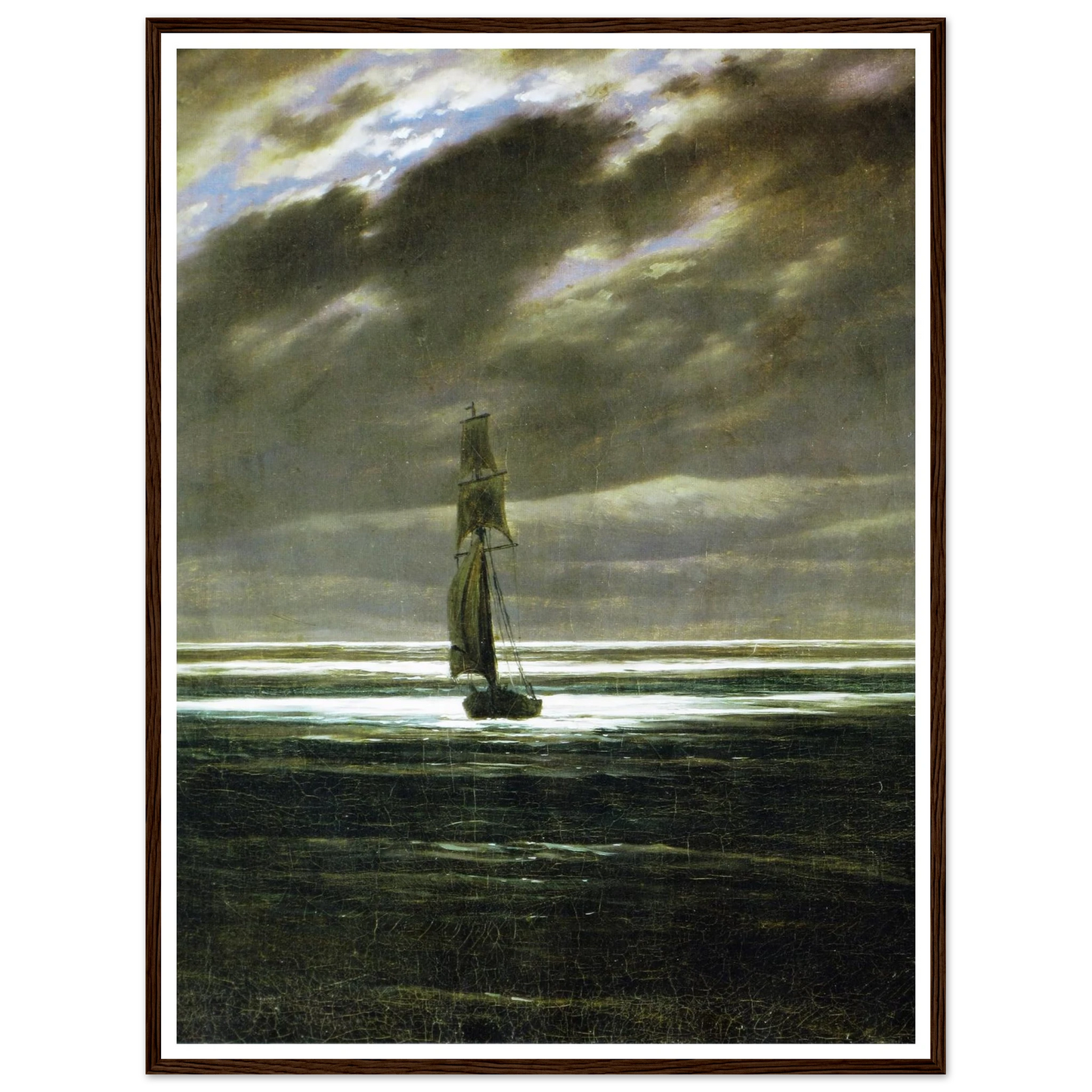 Seaside by Moonlight Art Print | Caspar David Friedrich - Framed Poster - 30x40 cm / 12x16″ - Black frame