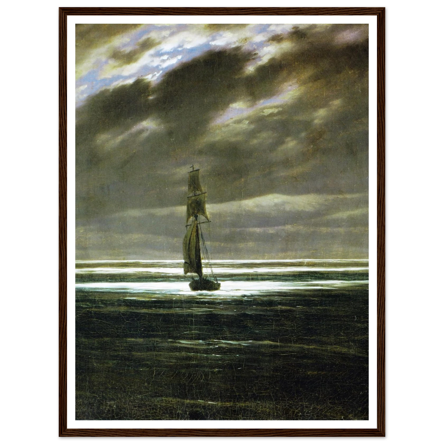 Seaside by Moonlight Art Print | Caspar David Friedrich - Framed Poster - 30x40 cm / 12x16″ - Black frame