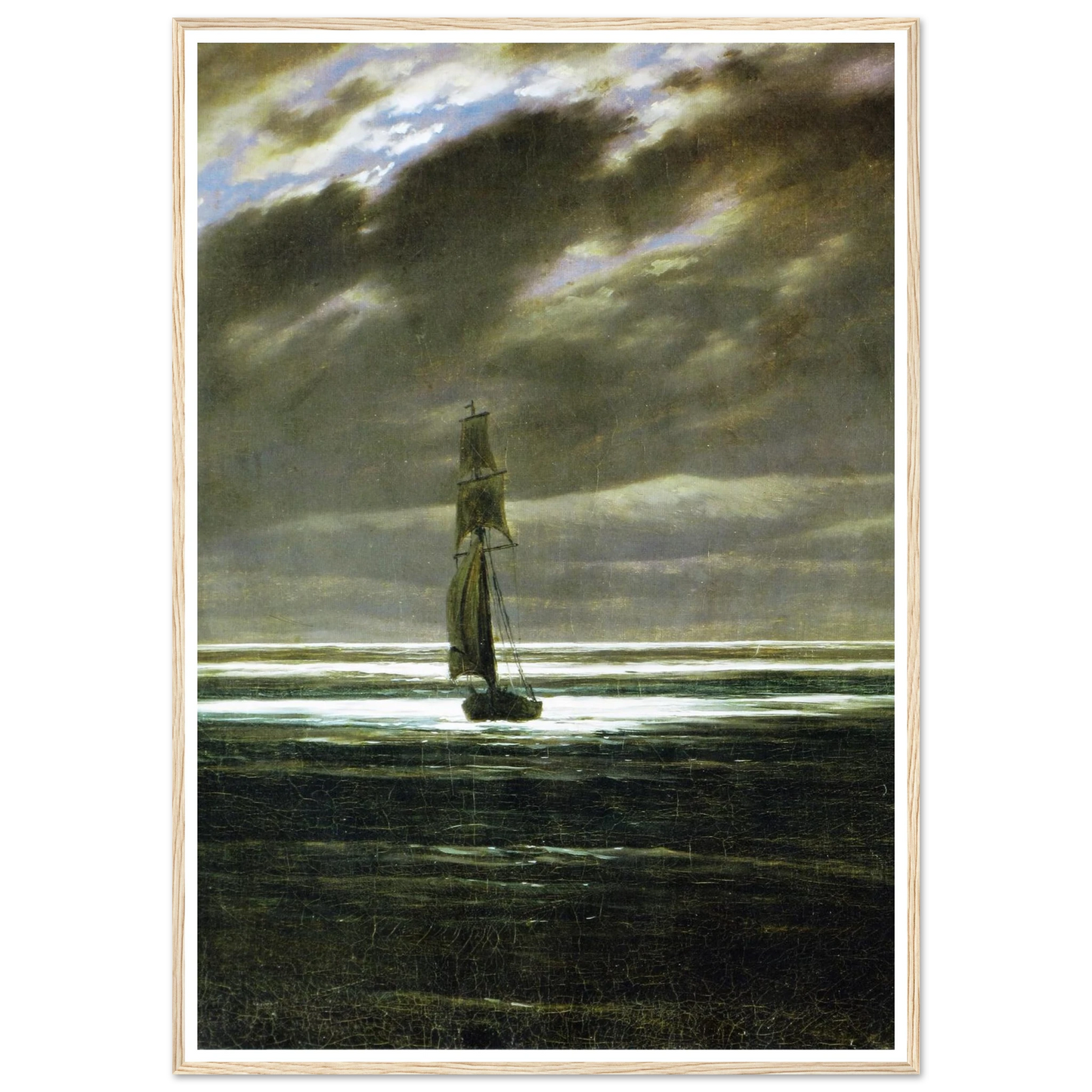 Seaside by Moonlight Art Print | Caspar David Friedrich - Framed Poster - 30x40 cm / 12x16″ - Black frame