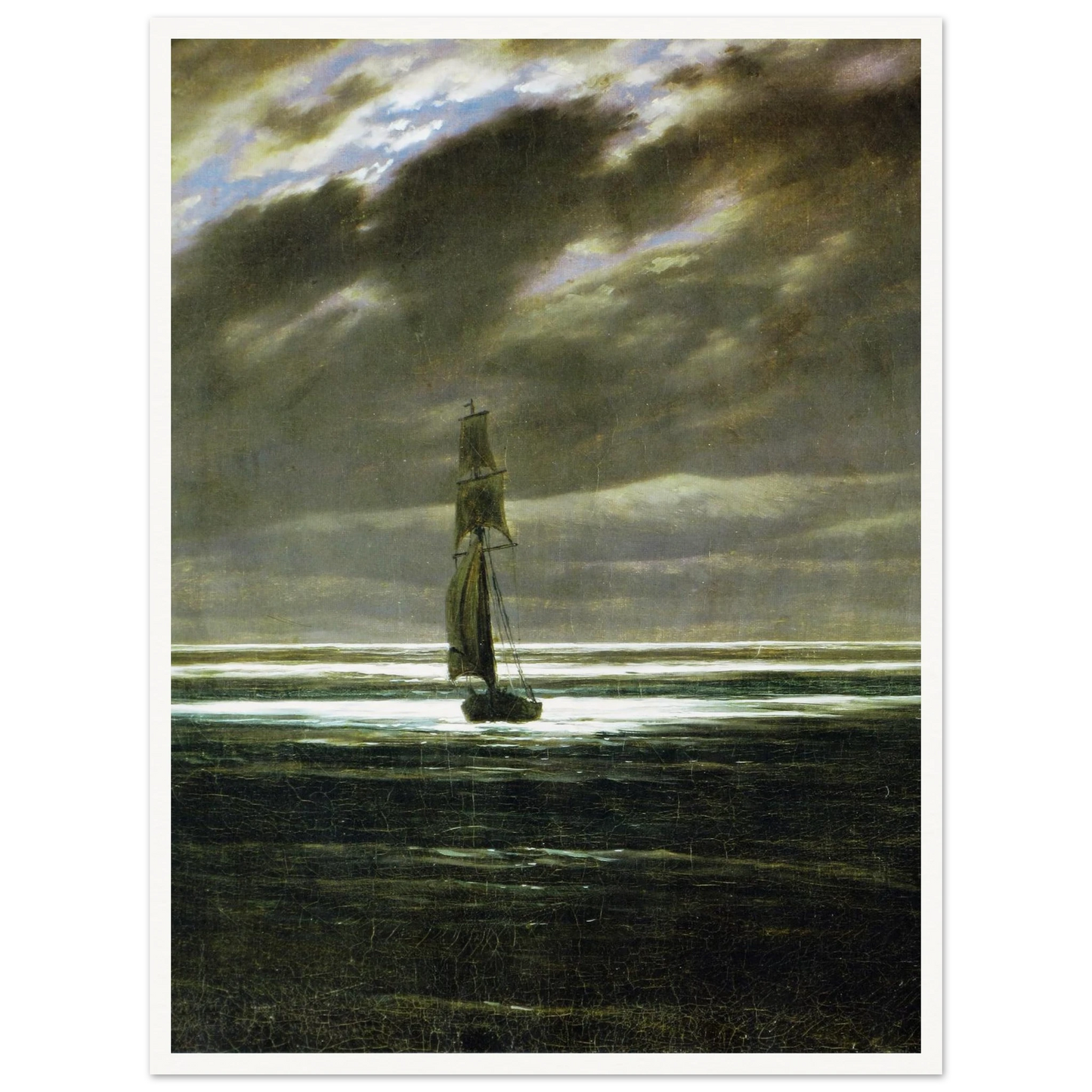Seaside by Moonlight Art Print | Caspar David Friedrich - Framed Poster - 30x40 cm / 12x16″ - Black frame