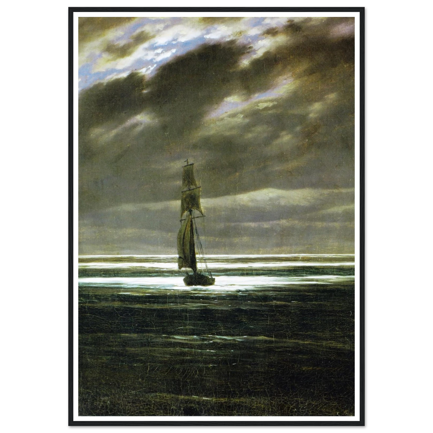 Seaside by Moonlight Art Print | Caspar David Friedrich - Framed Poster - 30x40 cm / 12x16″ - Black frame