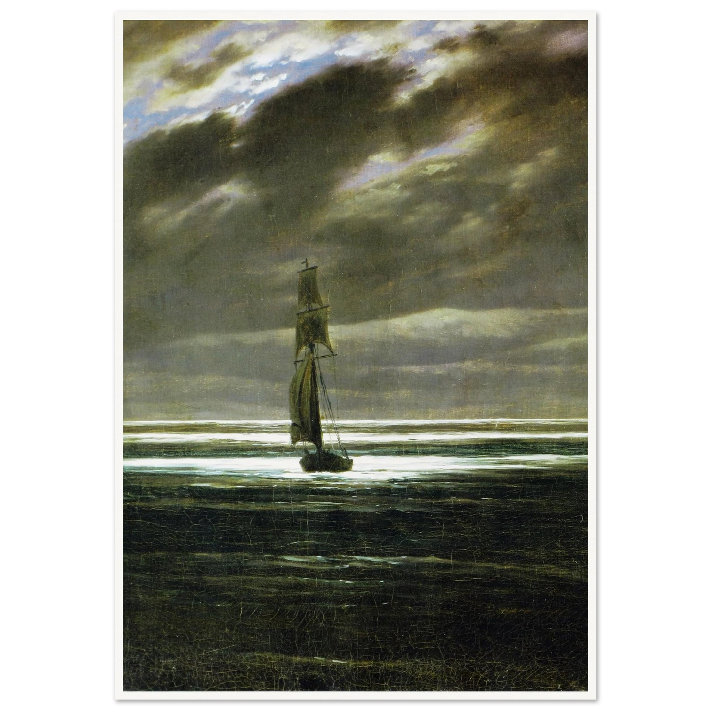Seaside by Moonlight Art Print | Caspar David Friedrich - Framed Poster - 30x40 cm / 12x16″ - Black frame