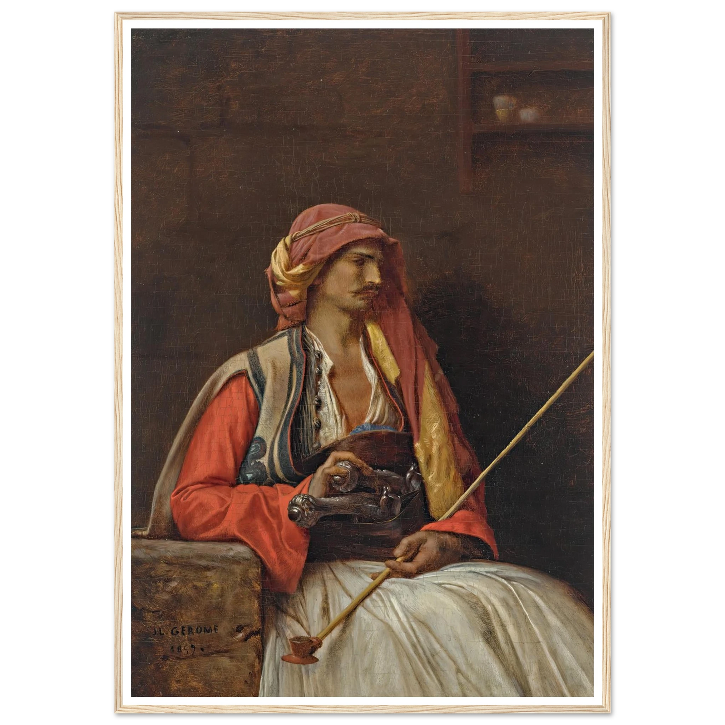 Seated Arnaut (1857) Art Print | Jean Leon Gerome - Framed Poster - 30x40 cm / 12x16″ - Black frame