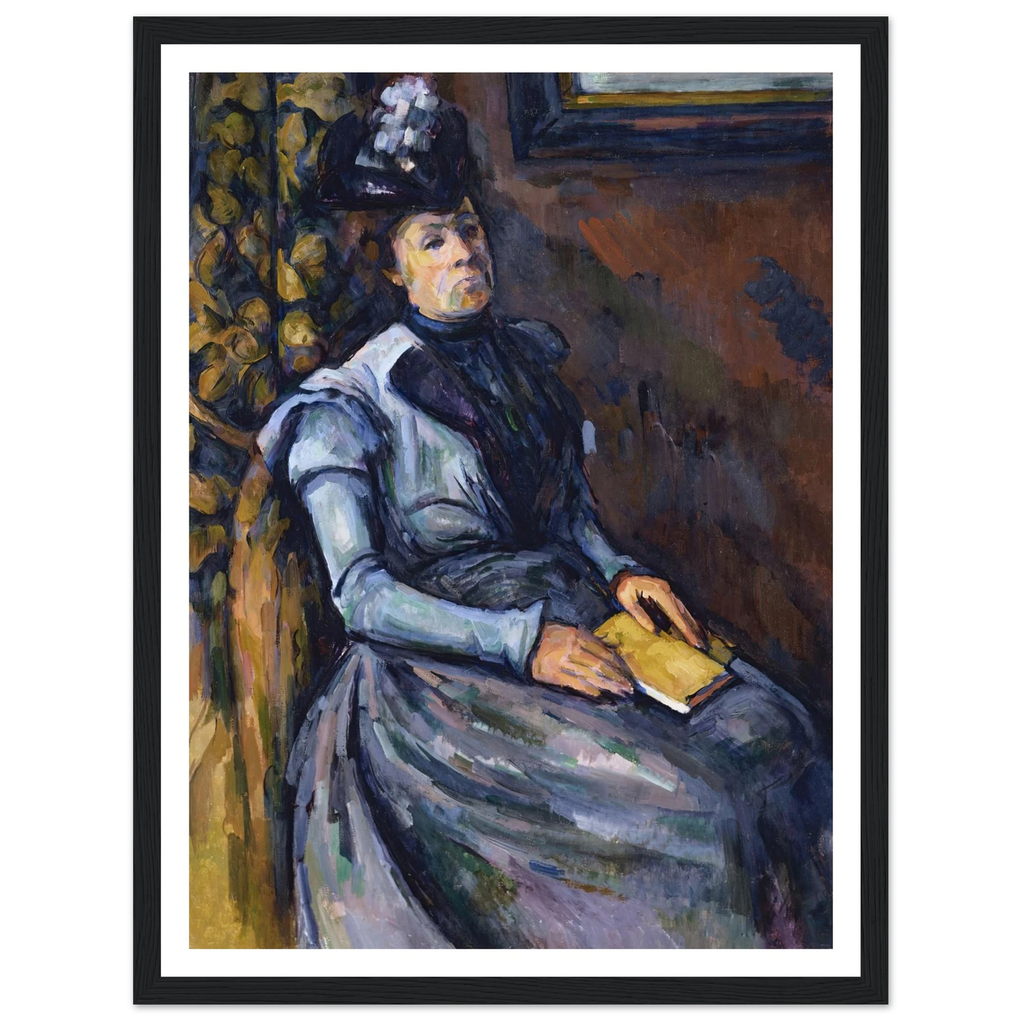 Seated Woman in Blue Art Print | Paul Cezanne - Framed Poster - 30x40 cm / 12x16″ - Black frame