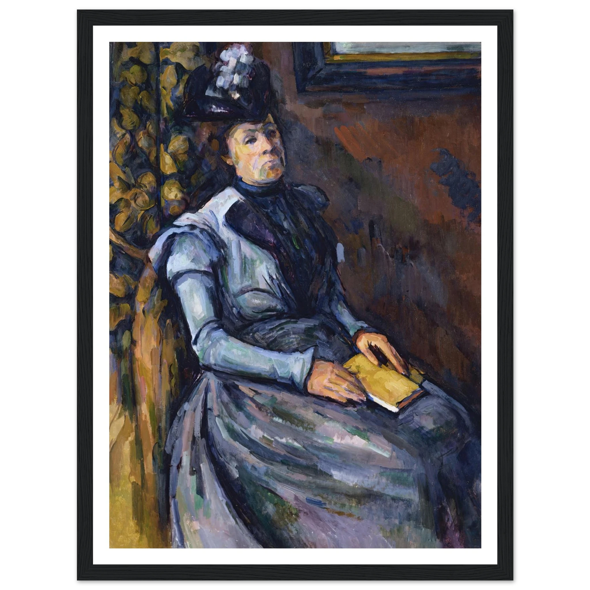 Seated Woman in Blue Art Print | Paul Cezanne - Framed Poster - 30x40 cm / 12x16″ - Black frame