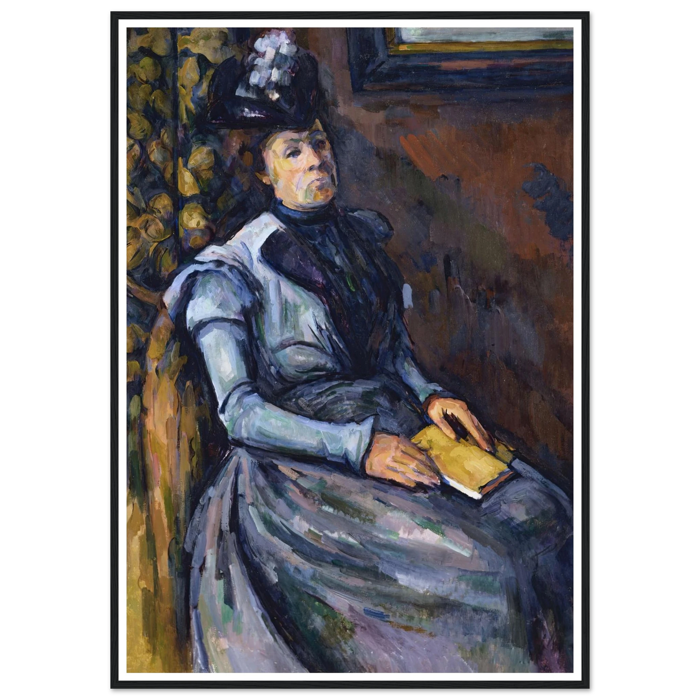 Seated Woman in Blue Art Print | Paul Cezanne - Framed Poster - 30x40 cm / 12x16″ - Black frame