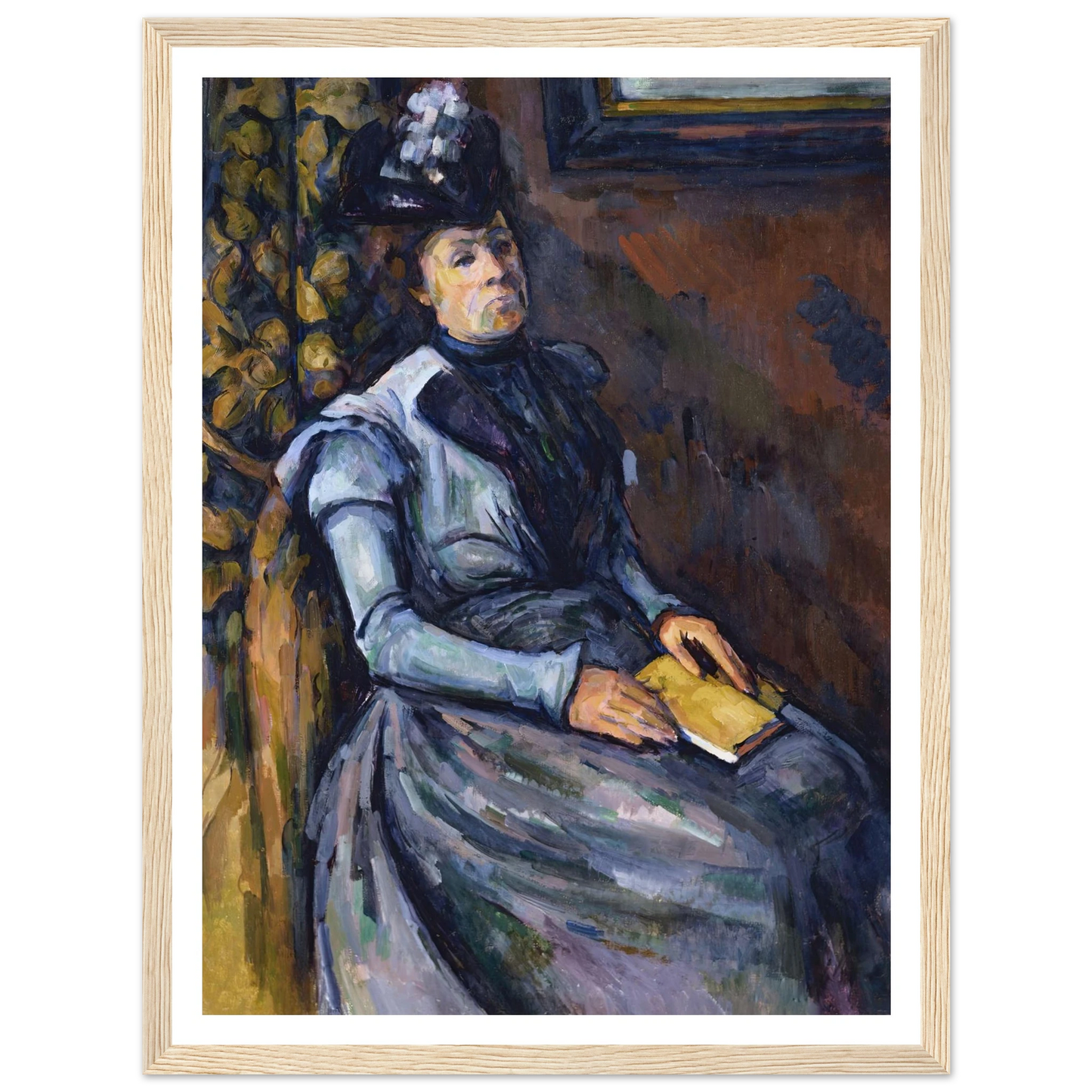 Seated Woman in Blue Art Print | Paul Cezanne - Framed Poster - 30x40 cm / 12x16″ - Black frame