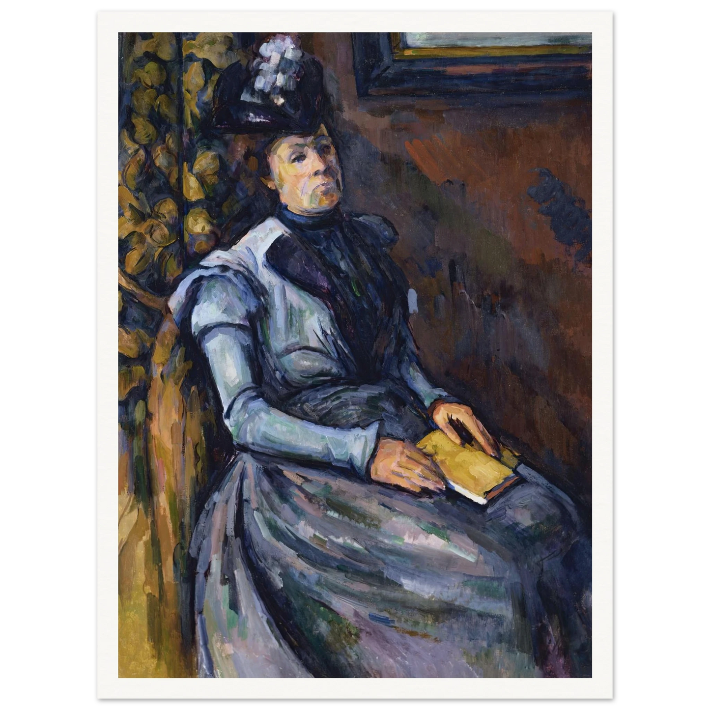 Seated Woman in Blue Art Print | Paul Cezanne - Framed Poster - 30x40 cm / 12x16″ - Black frame