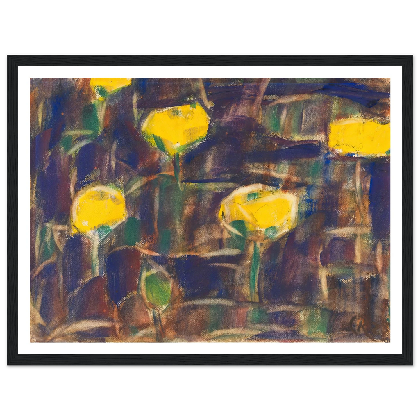 Seerosen (1925) Art Print | Christian Rohlfs - Framed Poster - 30x40 cm / 12x16″ - Black frame