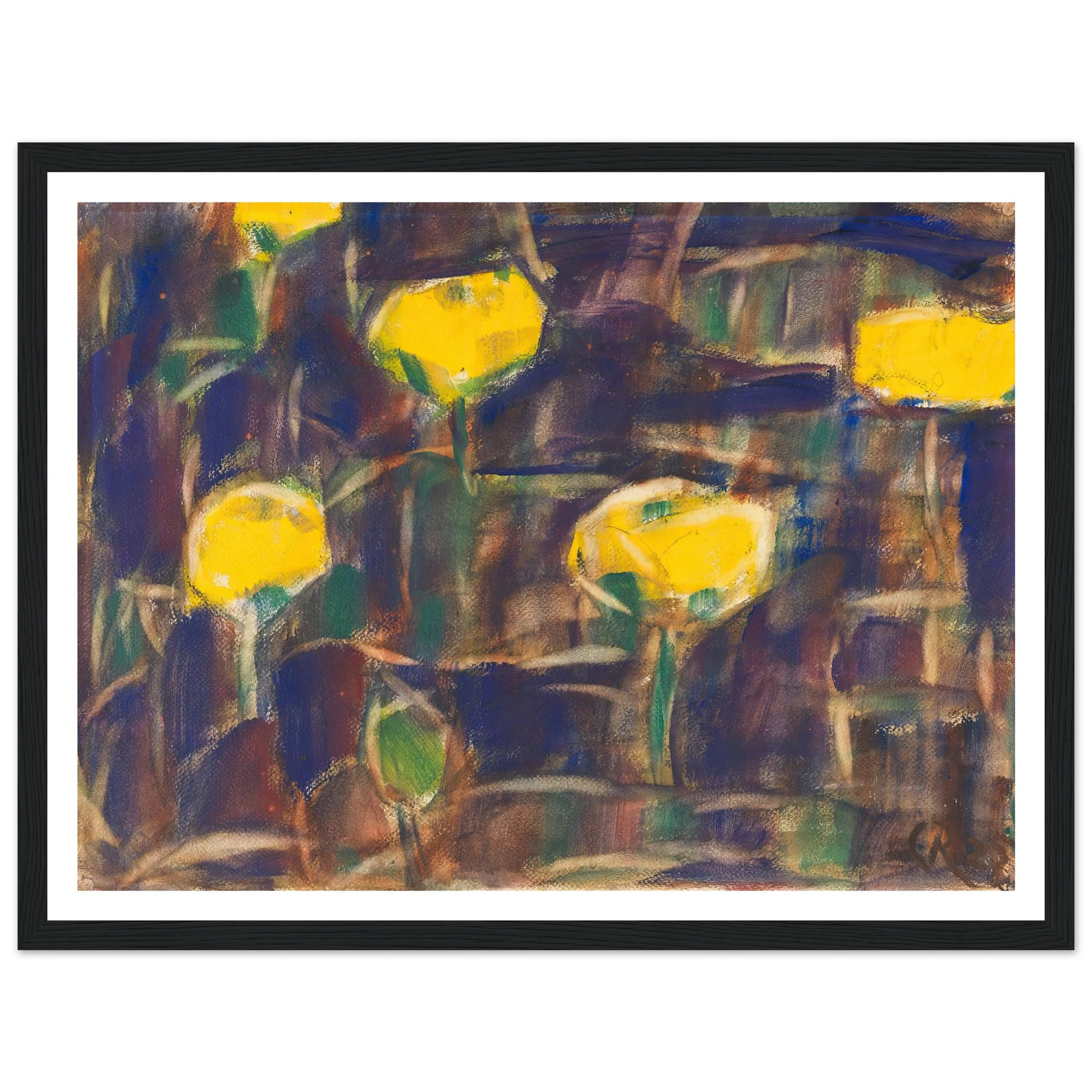 Seerosen (1925) Art Print | Christian Rohlfs - Framed Poster - 30x40 cm / 12x16″ - Black frame
