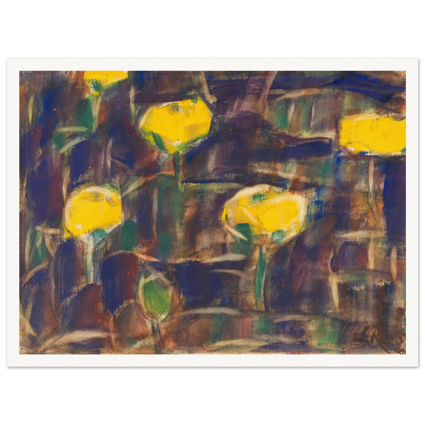 Seerosen (1925) Art Print | Christian Rohlfs - Framed Poster - 30x40 cm / 12x16″ - Black frame