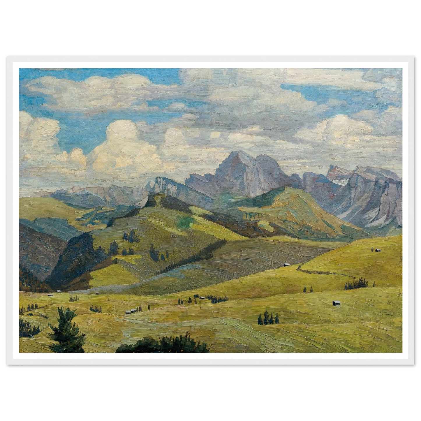 Seiser Alm (Südtirol) (1914) Art Print | Max Kahrer - Framed Poster - 30x40 cm / 12x16″ - Black frame