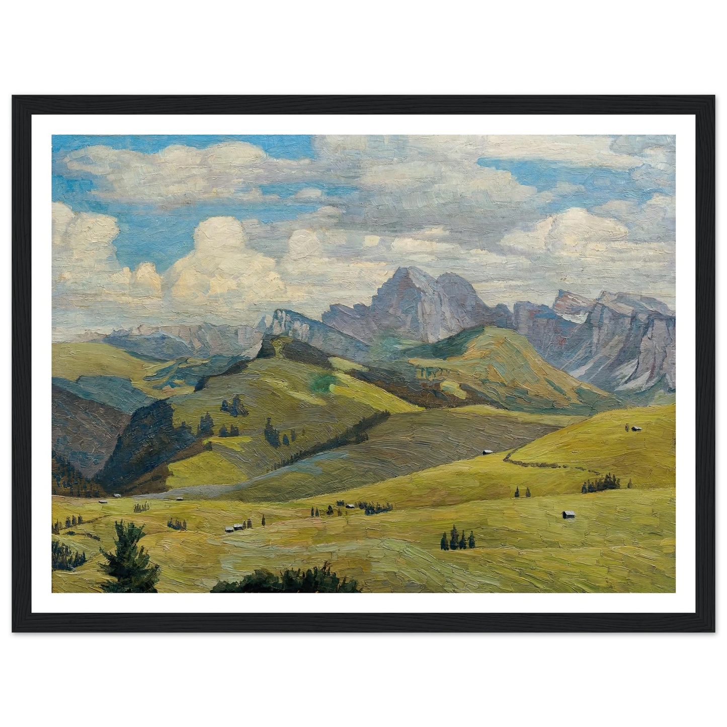Seiser Alm (Südtirol) (1914) Art Print | Max Kahrer - Framed Poster - 30x40 cm / 12x16″ - Black frame