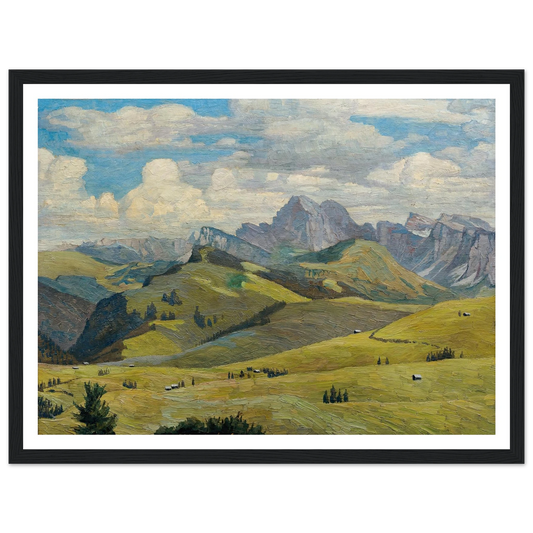 Seiser Alm (Südtirol) (1914) Art Print | Max Kahrer - Framed Poster - 30x40 cm / 12x16″ - Black frame