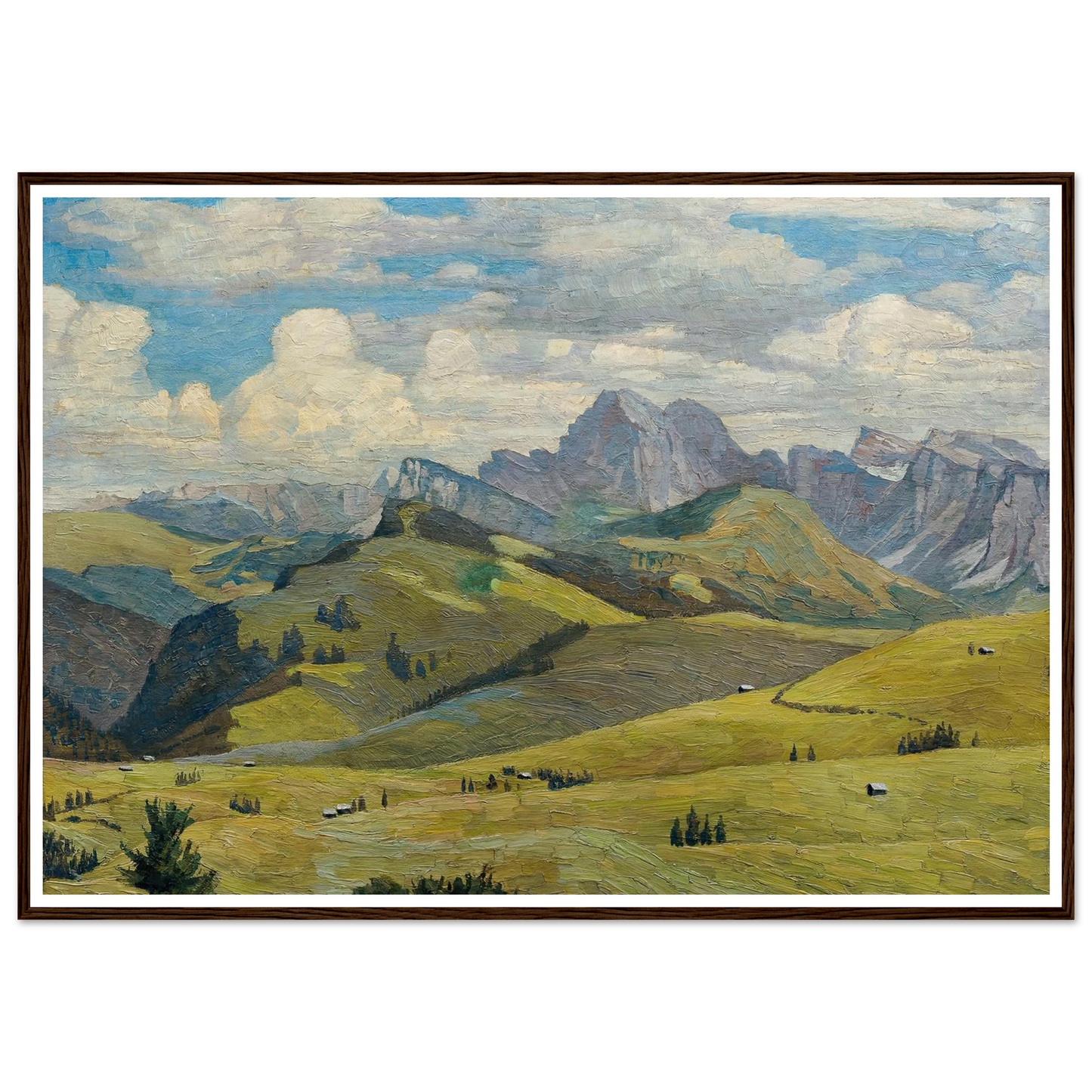 Seiser Alm (Südtirol) (1914) Art Print | Max Kahrer - Framed Poster - 30x40 cm / 12x16″ - Black frame