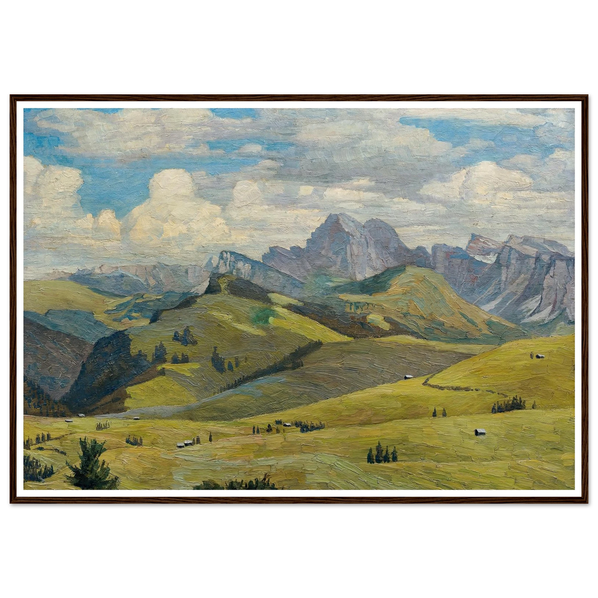 Seiser Alm (Südtirol) (1914) Art Print | Max Kahrer - Framed Poster - 30x40 cm / 12x16″ - Black frame