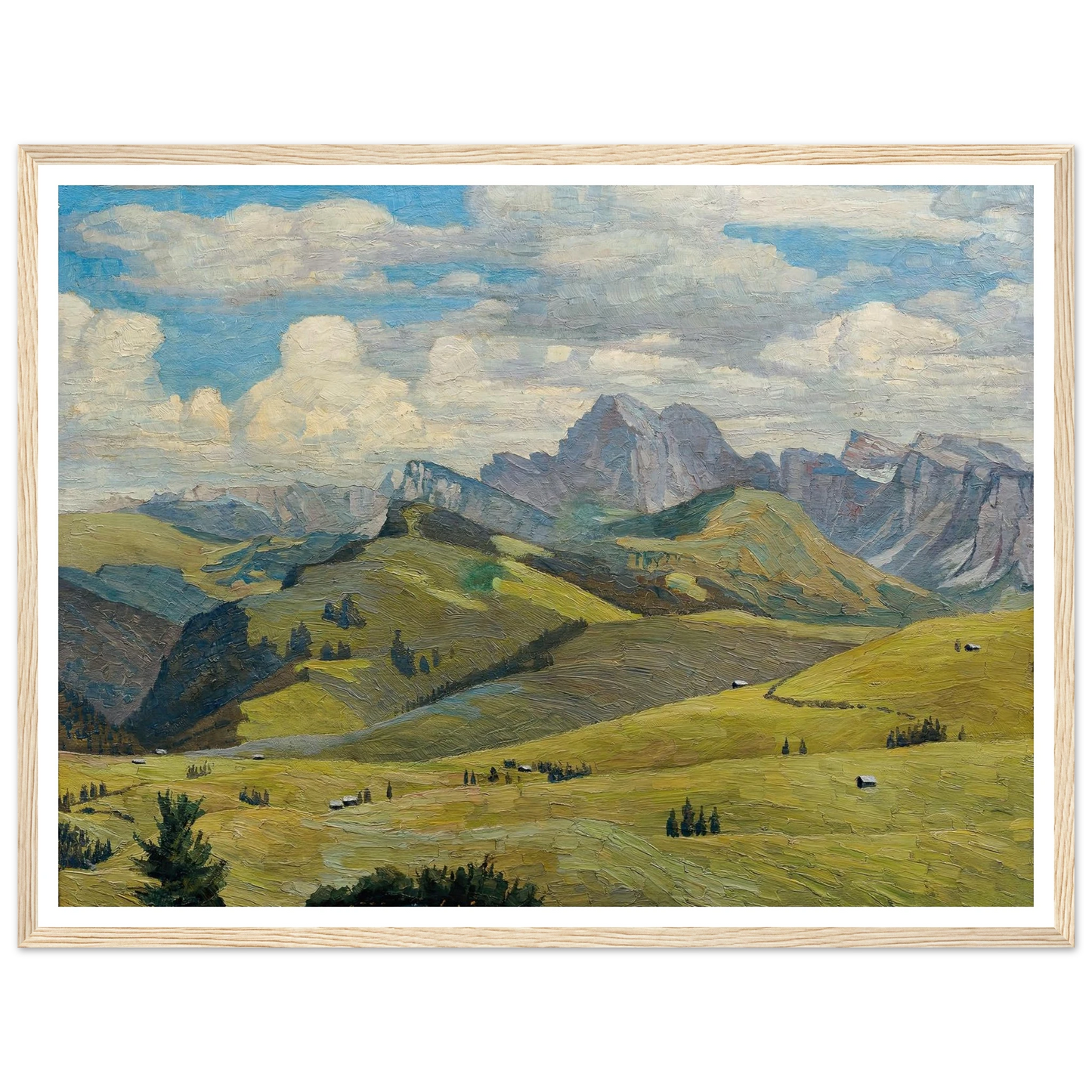Seiser Alm (Südtirol) (1914) Art Print | Max Kahrer - Framed Poster - 30x40 cm / 12x16″ - Black frame
