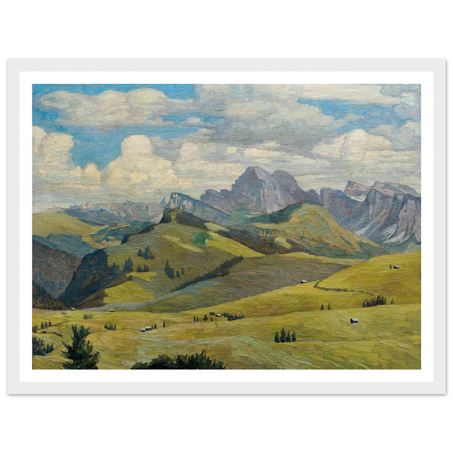 Seiser Alm (Südtirol) (1914) Art Print | Max Kahrer - Framed Poster - 30x40 cm / 12x16″ - Black frame