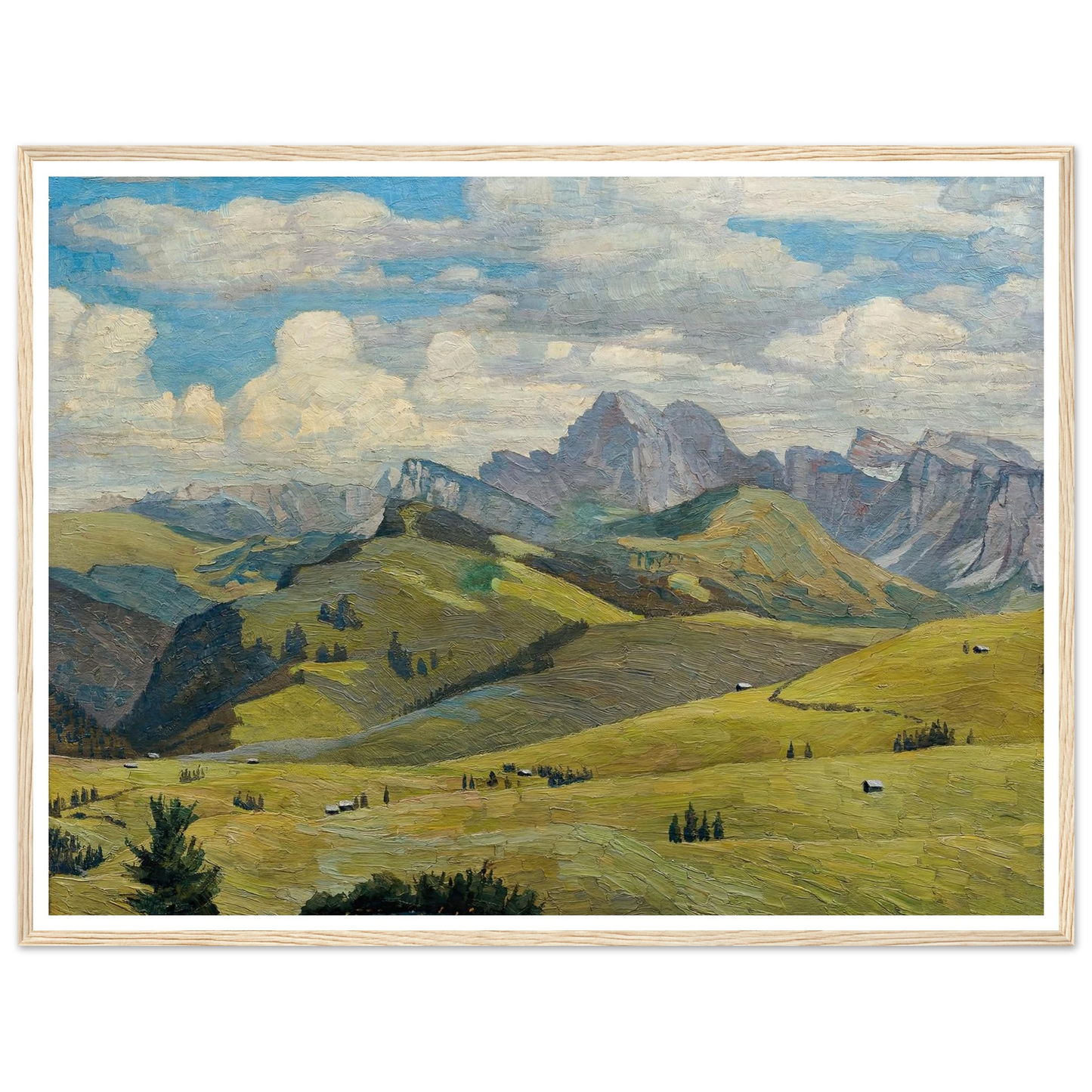 Seiser Alm (Südtirol) (1914) Art Print | Max Kahrer - Framed Poster - 30x40 cm / 12x16″ - Black frame