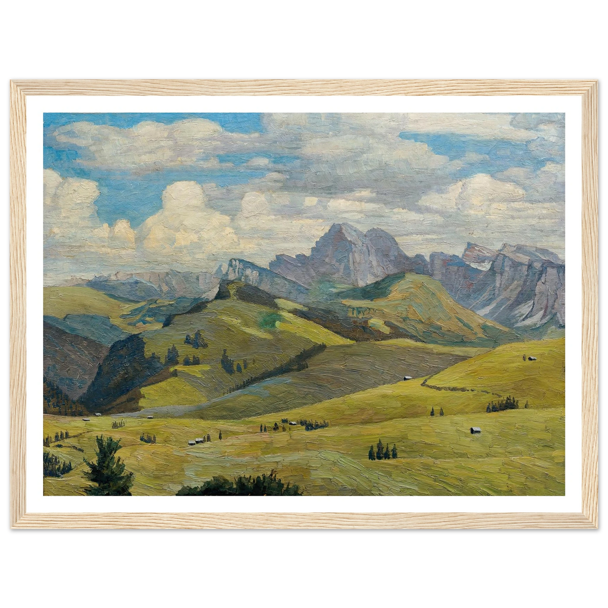 Seiser Alm (Südtirol) (1914) Art Print | Max Kahrer - Framed Poster - 30x40 cm / 12x16″ - Black frame