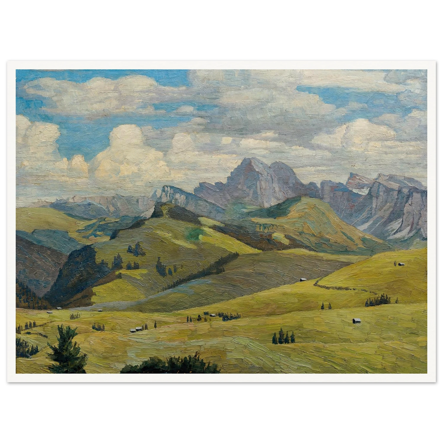Seiser Alm (Südtirol) (1914) Art Print | Max Kahrer - Framed Poster - 30x40 cm / 12x16″ - Black frame