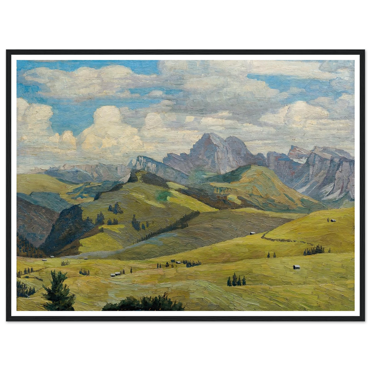 Seiser Alm (Südtirol) (1914) Art Print | Max Kahrer - Framed Poster - 30x40 cm / 12x16″ - Black frame