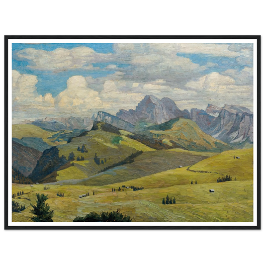 Seiser Alm (Südtirol) (1914) Art Print | Max Kahrer - Framed Poster - 30x40 cm / 12x16″ - Black frame