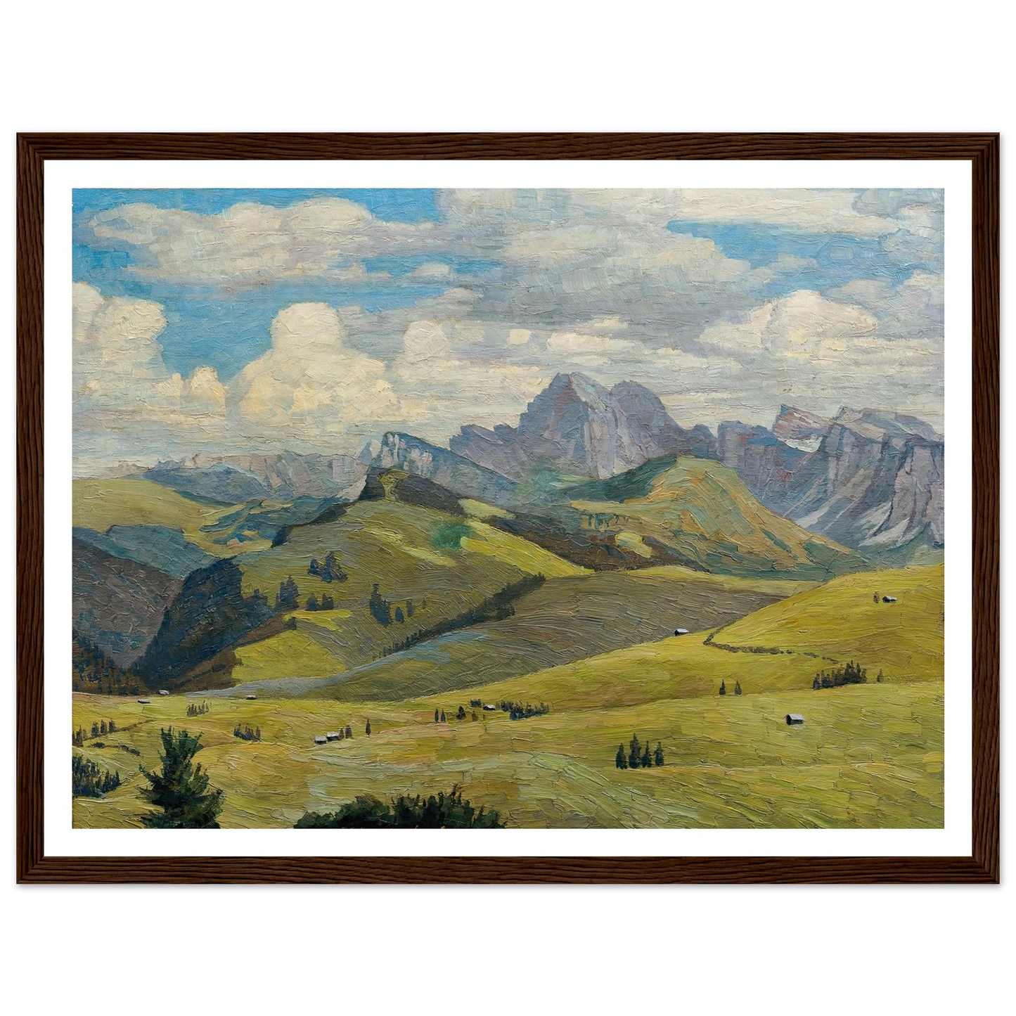 Seiser Alm (Südtirol) (1914) Art Print | Max Kahrer - Framed Poster - 30x40 cm / 12x16″ - Black frame
