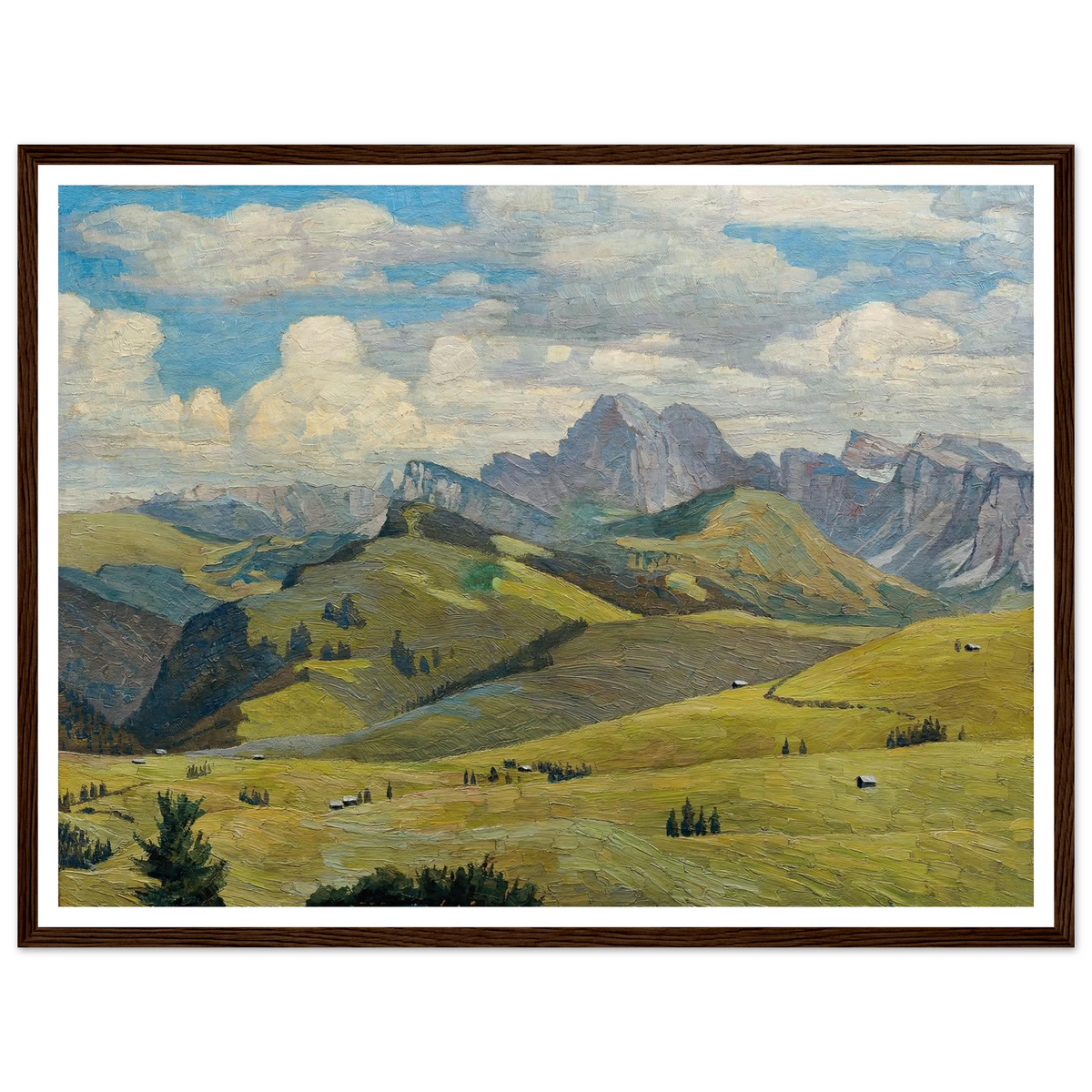 Seiser Alm (Südtirol) (1914) Art Print | Max Kahrer - Framed Poster - 30x40 cm / 12x16″ - Black frame
