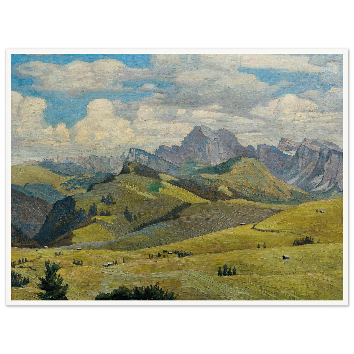 Seiser Alm (Südtirol) (1914) Art Print | Max Kahrer - Framed Poster - 30x40 cm / 12x16″ - Black frame