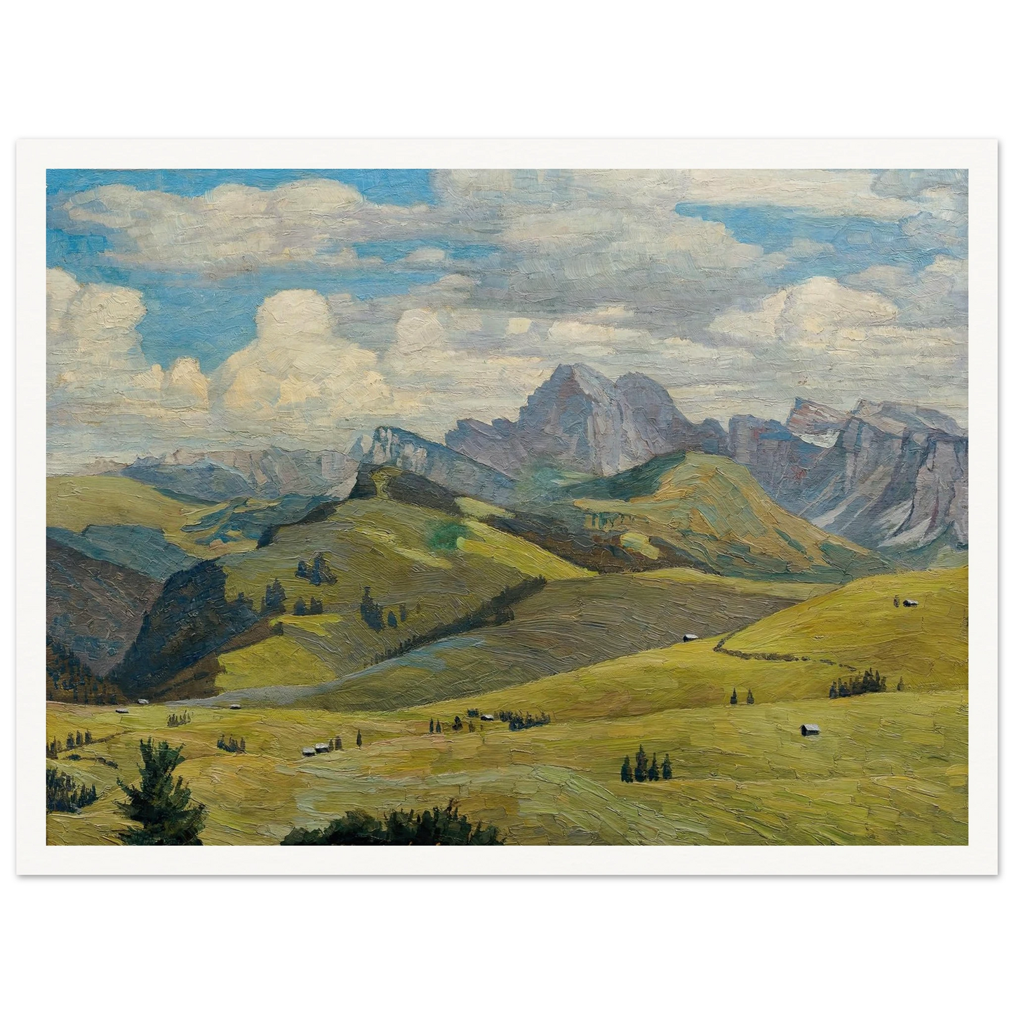 Seiser Alm (Südtirol) (1914) Art Print | Max Kahrer - Framed Poster - 30x40 cm / 12x16″ - Black frame