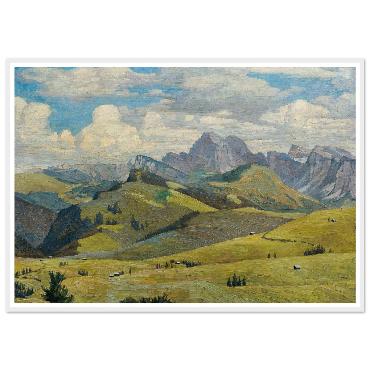 Seiser Alm (Südtirol) (1914) Art Print | Max Kahrer - Framed Poster - 30x40 cm / 12x16″ - Black frame