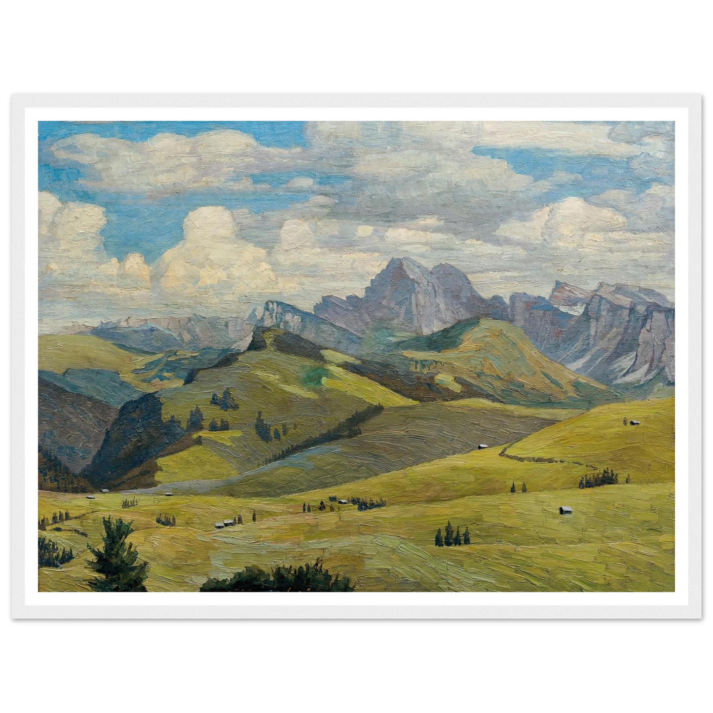 Seiser Alm (Südtirol) (1914) Art Print | Max Kahrer - Framed Poster - 30x40 cm / 12x16″ - Black frame