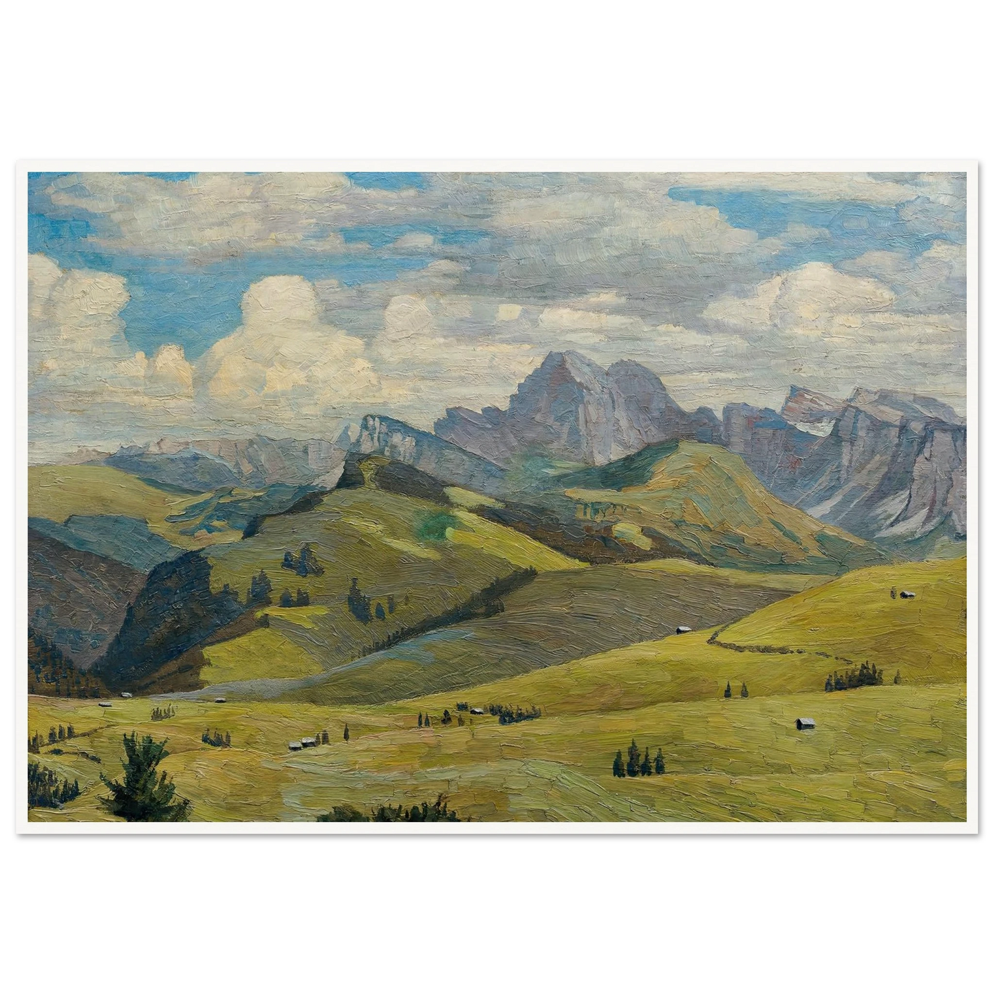 Seiser Alm (Südtirol) (1914) Art Print | Max Kahrer - Framed Poster - 30x40 cm / 12x16″ - Black frame