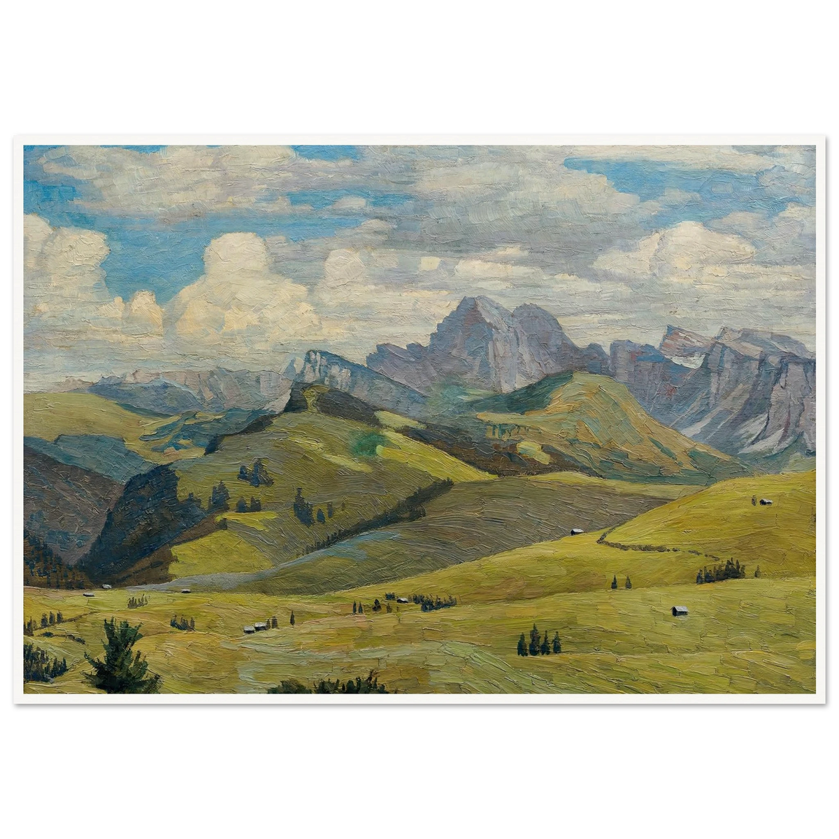 Seiser Alm (Südtirol) (1914) Art Print | Max Kahrer - Framed Poster - 30x40 cm / 12x16″ - Black frame