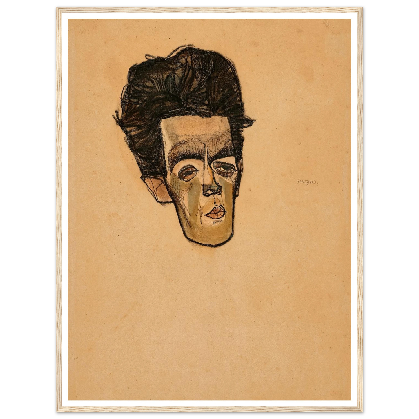 Selbstbildnis (1910) Art Print | Egon Schiele - Framed Poster - 30x40 cm / 12x16″ - Black frame