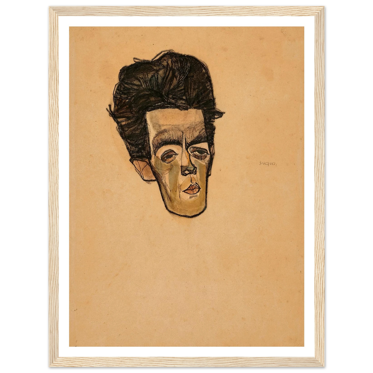 Selbstbildnis (1910) Art Print | Egon Schiele - Framed Poster - 30x40 cm / 12x16″ - Black frame